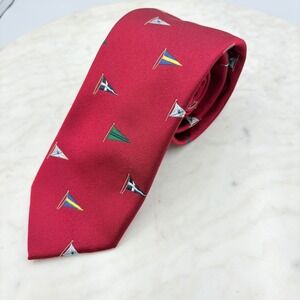 Bruer Men's Tie Silk Red Flags Sailing Travel Cruise Office‎ Formal 3-1/8" x 62"